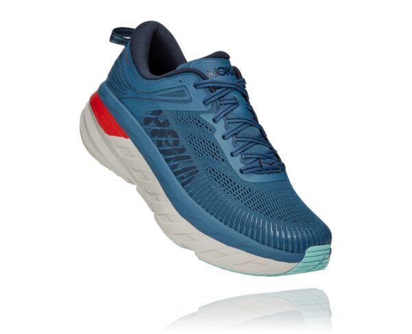 נעלי ספורט לגברים הוקה בונדי 7 רחבות כחול/אפור/כתום | Hoka Bondi 7 Wide