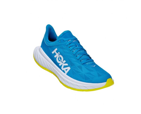 נעלי ספורט לגברים הוקה קרבון אקס 2 כחול/לבן/צהוב  | Hoka Carbon X2