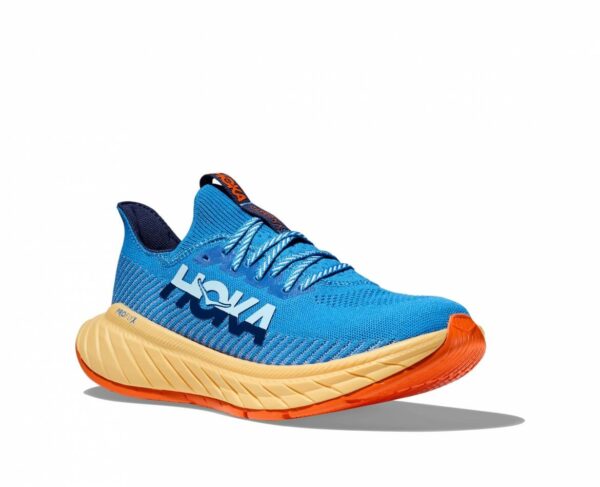 נעלי ספורט לגברים הוקה קרבון אקס 3 כתום בהיר/כחול ים | Hoka Carbon X3