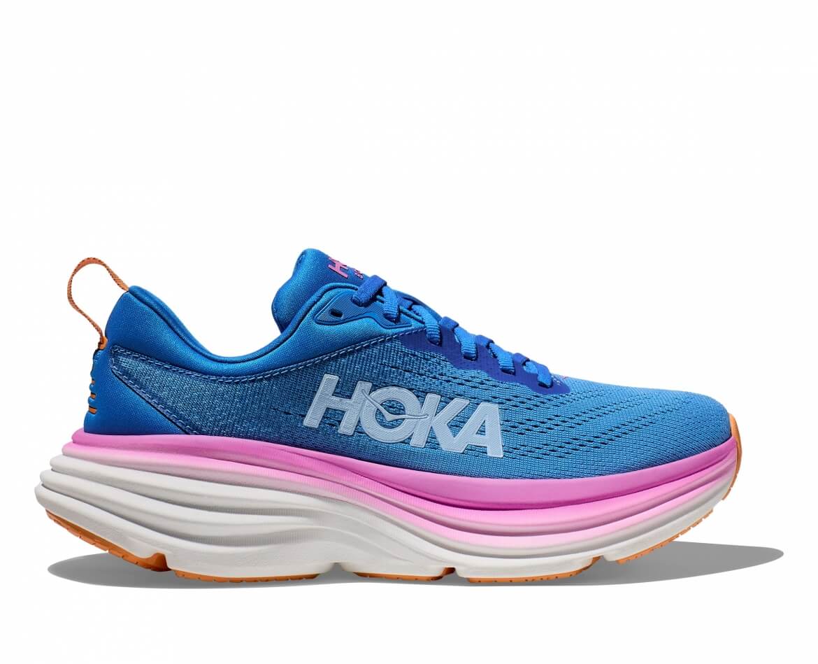 נעלי ספורט לנשים הוקה בונדי 8 רחבות כחול ים/ ורוד לילך | HOKA Bondi 8 ...