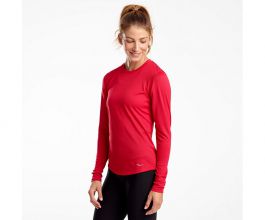 חולצת אימון נשים שרוול ארוך סאקוני |  Saucony Stopwatch Long Sleeve Red