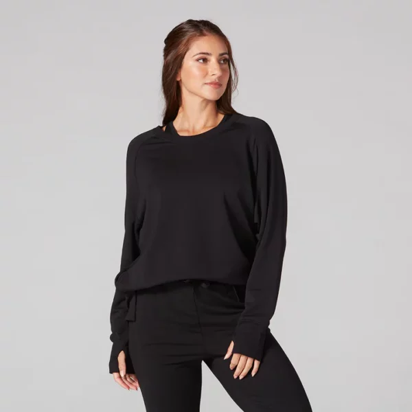 סווטשירט ארוך פתח אגודל | שחור | Cozy Sweatshirt Sweatshirt Tavi Noir