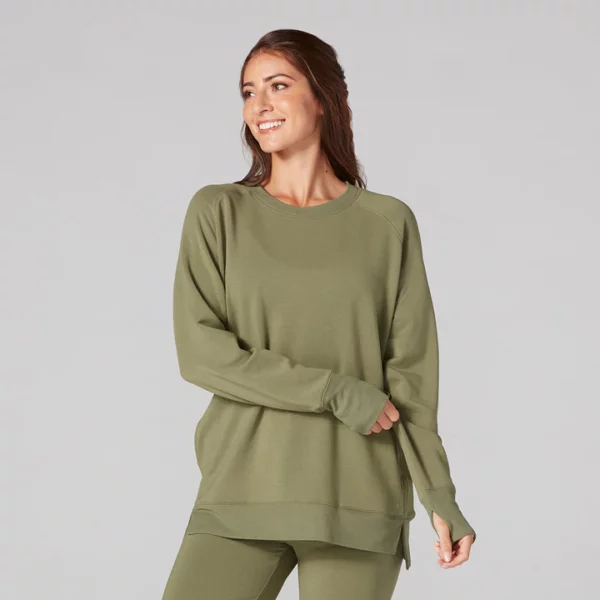 סווטשירט ארוך פתח אגודל | ירוק זית | Cozy Sweatshirt Sweatshirt Tavi Noir